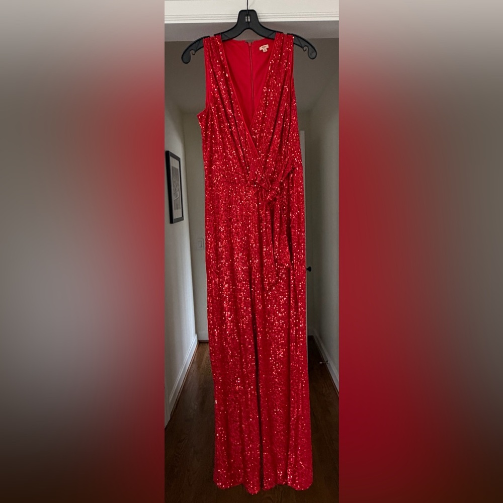 Reba Red Sequin Jumpsuit